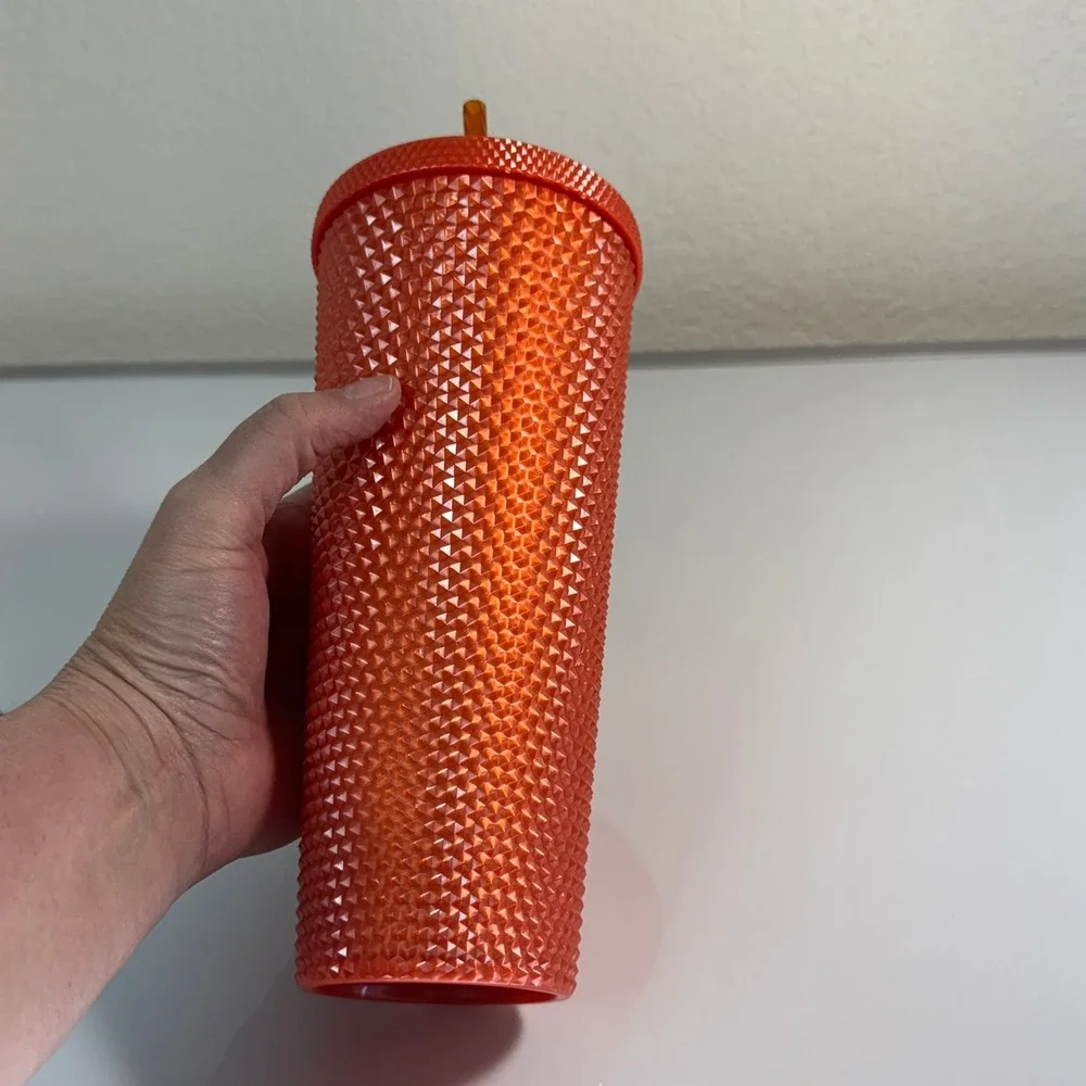 Starbucks 24oz Matte Studded Tumbler Orange Cold‎ Cup with Straw 2021